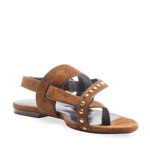 Saint Laurent Gia suede sandals with stud trim